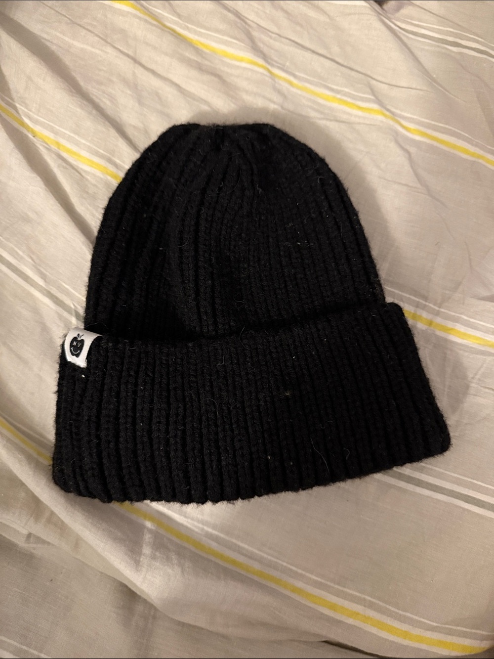 New York or Nowhere NYON Beanie Black Wool Blend Ribbed MOTTO CHUNKY Beanie - Picture 2 of 4